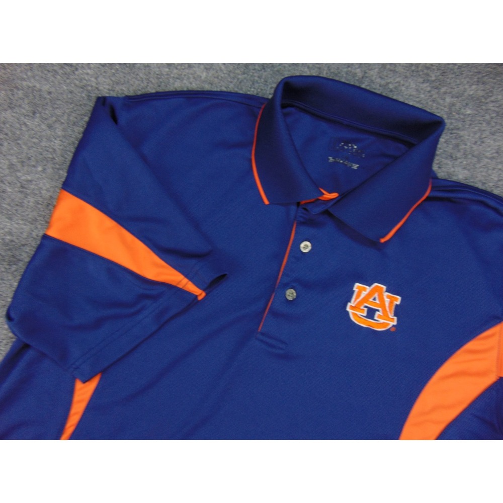 Auburn Tigers Polo Shirt Mens Large Blue Orange‎ Colorblock PGA Tour Golf